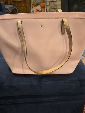 Kate Spade Pink Tote Bag with Gold Handles - Women's Shoulder Bag